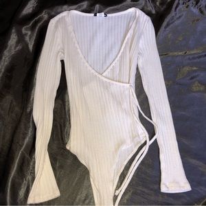 Fashion Nova White Long Sleeve Bodysuit